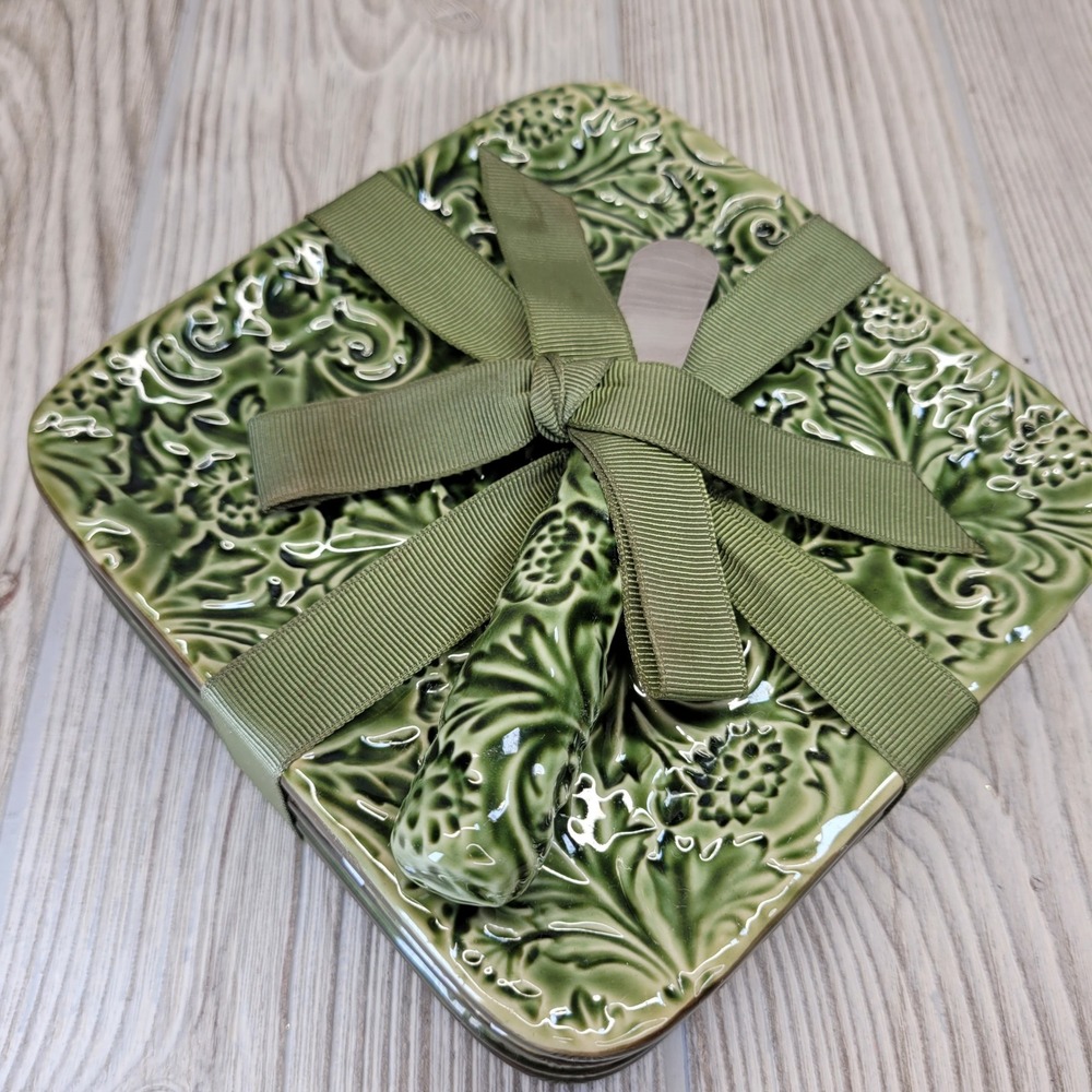 Grasslands Road Just‎ A Taste 4 Appetizer Cheese Plate Set Square Green 6 in